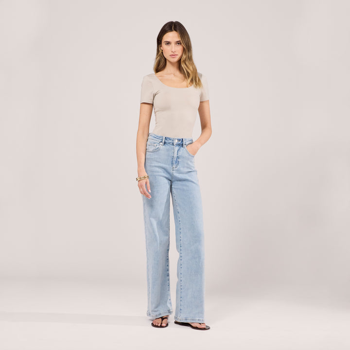 Stretch Wide Leg Jeans - Light Bleach