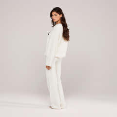 Wide Leg Knit Trousers - Off White