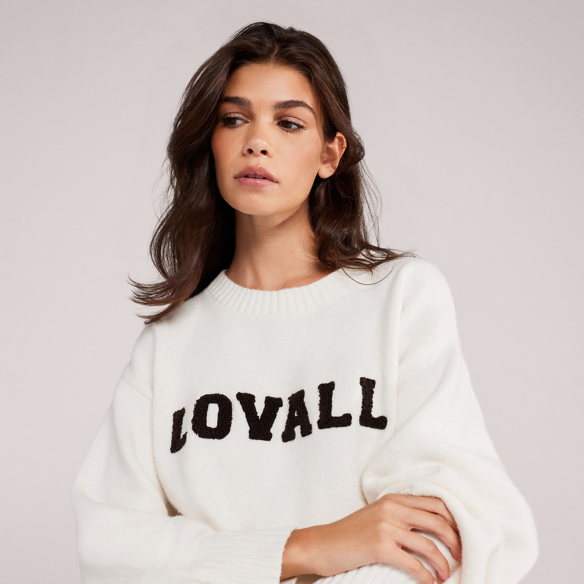 Varsity Knit Oversized Jumper - Off White