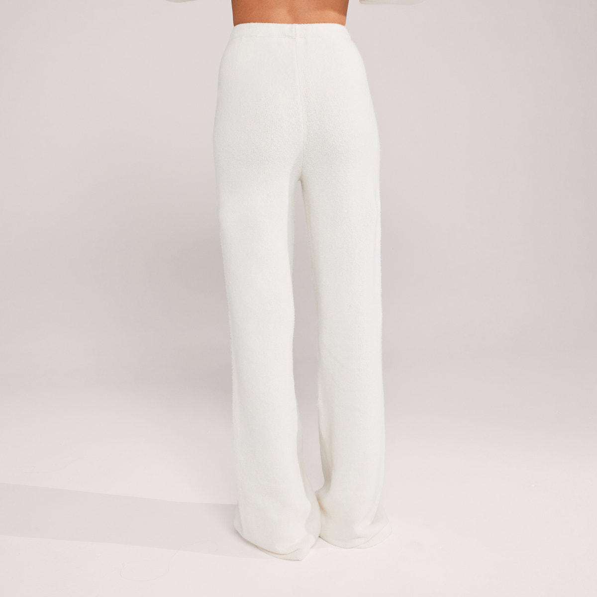 Wide Leg Knit Trousers - Off White