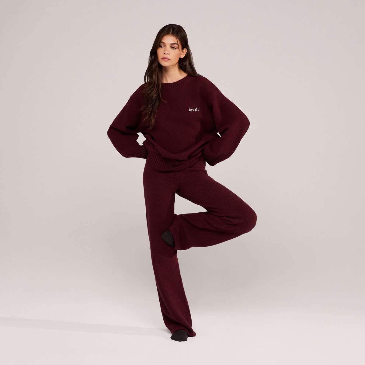 Lovall Knit Oversized Jumper - Burgundy