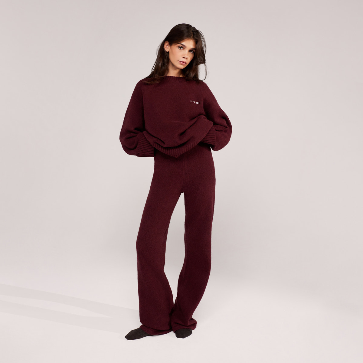 Lovall Knit Oversized Jumper - Burgundy