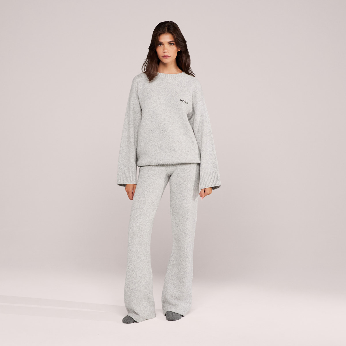 Lovall Knit Oversized Jumper - Light Grey