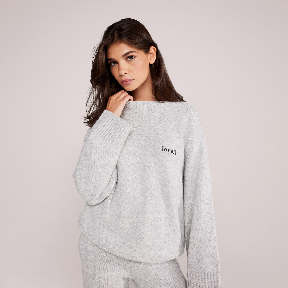 Lovall Knit Oversized Jumper - Light Grey