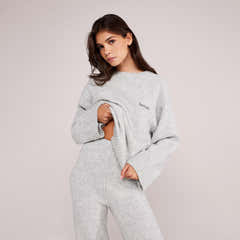 Lovall Knit Oversized Jumper - Light Grey