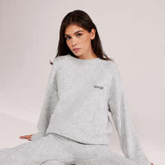 Lovall Knit Oversized Jumper - Light Grey