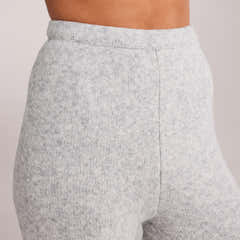 Wide Leg Knit Trousers - Light Grey