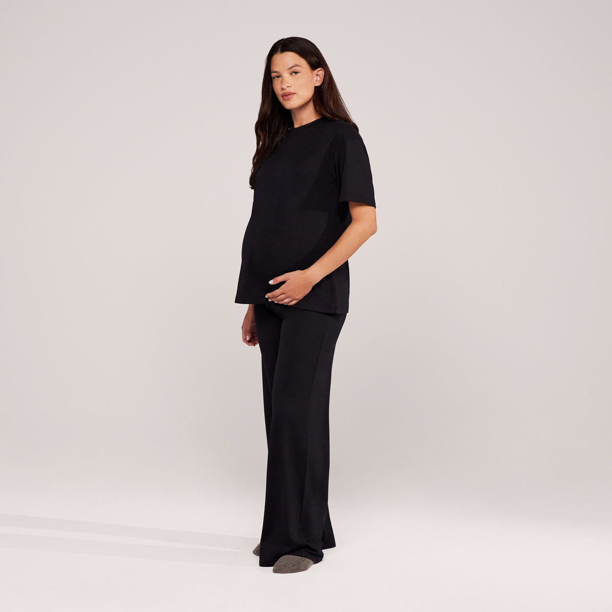 Maternity Soft Touch Wide Leg Lounge Set - Black