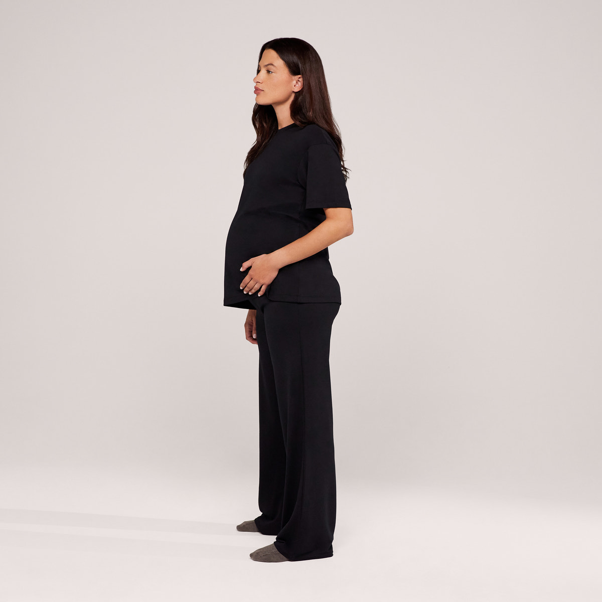 Maternity Soft Touch Wide Leg Lounge Set - Black