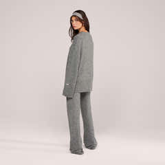 Brushed Knit Wide Leg Trousers - Grey