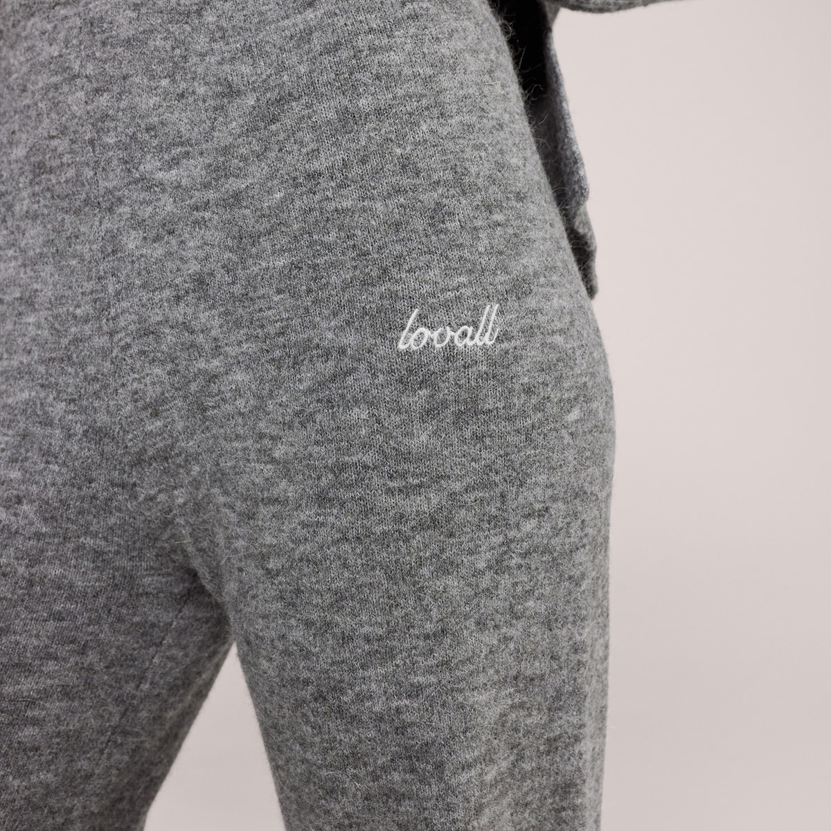 Brushed Knit Wide Leg Trousers - Grey