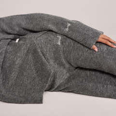 Brushed Knit Wide Leg Trousers - Grey