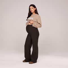 Maternity Winter Wide Leg Trousers - Black Coffee