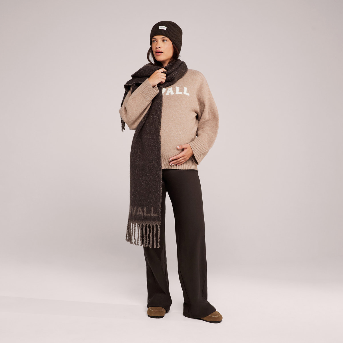 Maternity Winter Wide Leg Trousers - Black Coffee