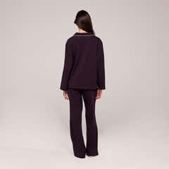Organic Cotton Button Through Pyjama Bottoms - Wine