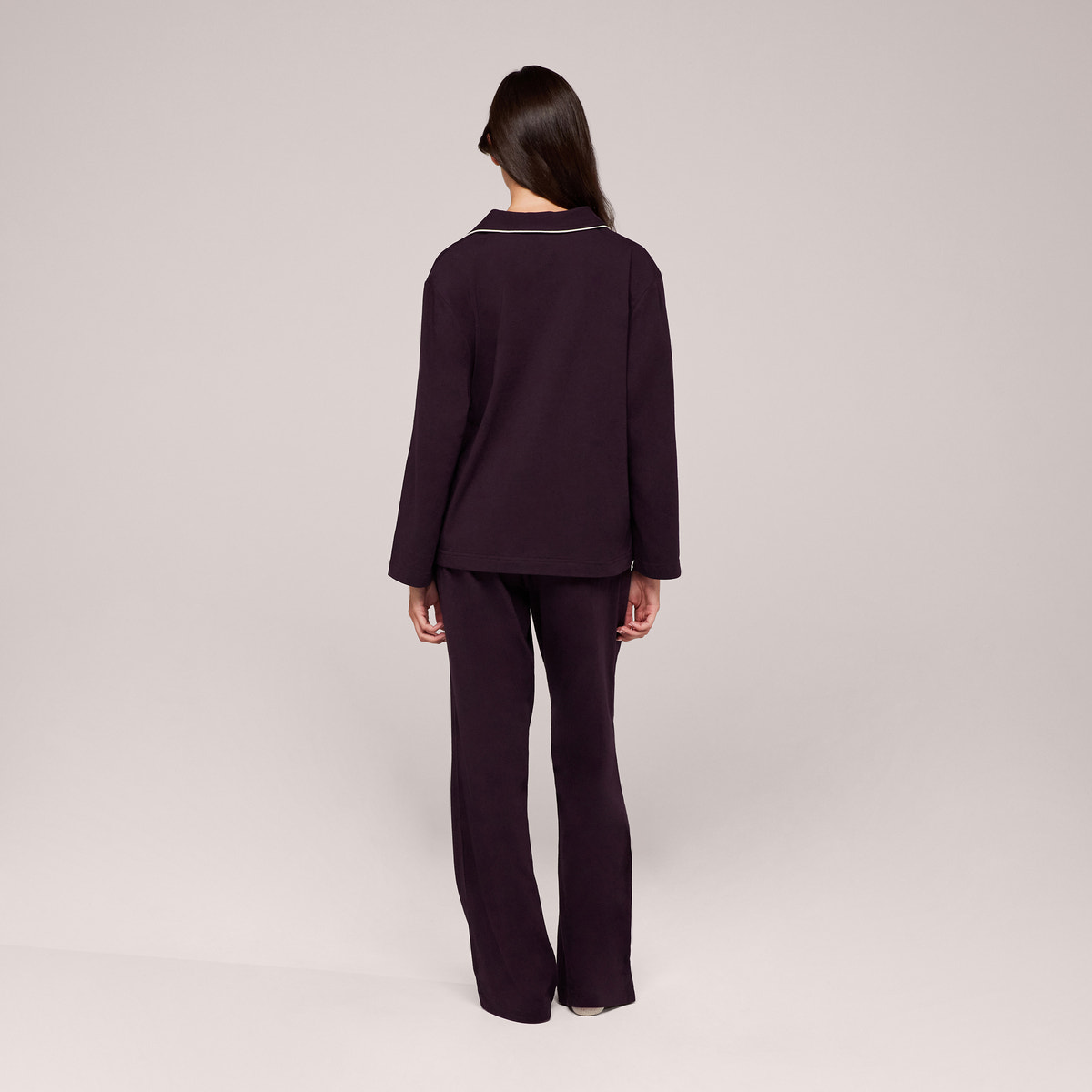 Organic Cotton Button Through Pyjama Bottoms - Wine