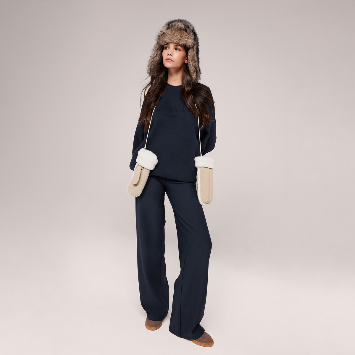 Winter Wide Leg Trousers - Vintage Navy