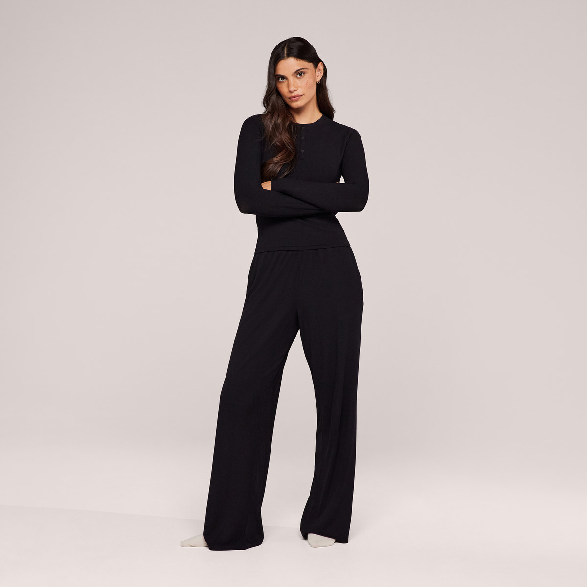 Soft Rib Lounge Top - Black