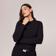 Soft Rib Lounge Top - Black
