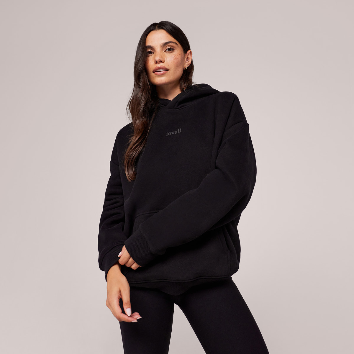 Heavyweight Lovall Oversized Hoodie - Black