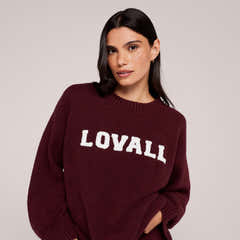 Varsity Knit Oversized Jumper - Burgundy