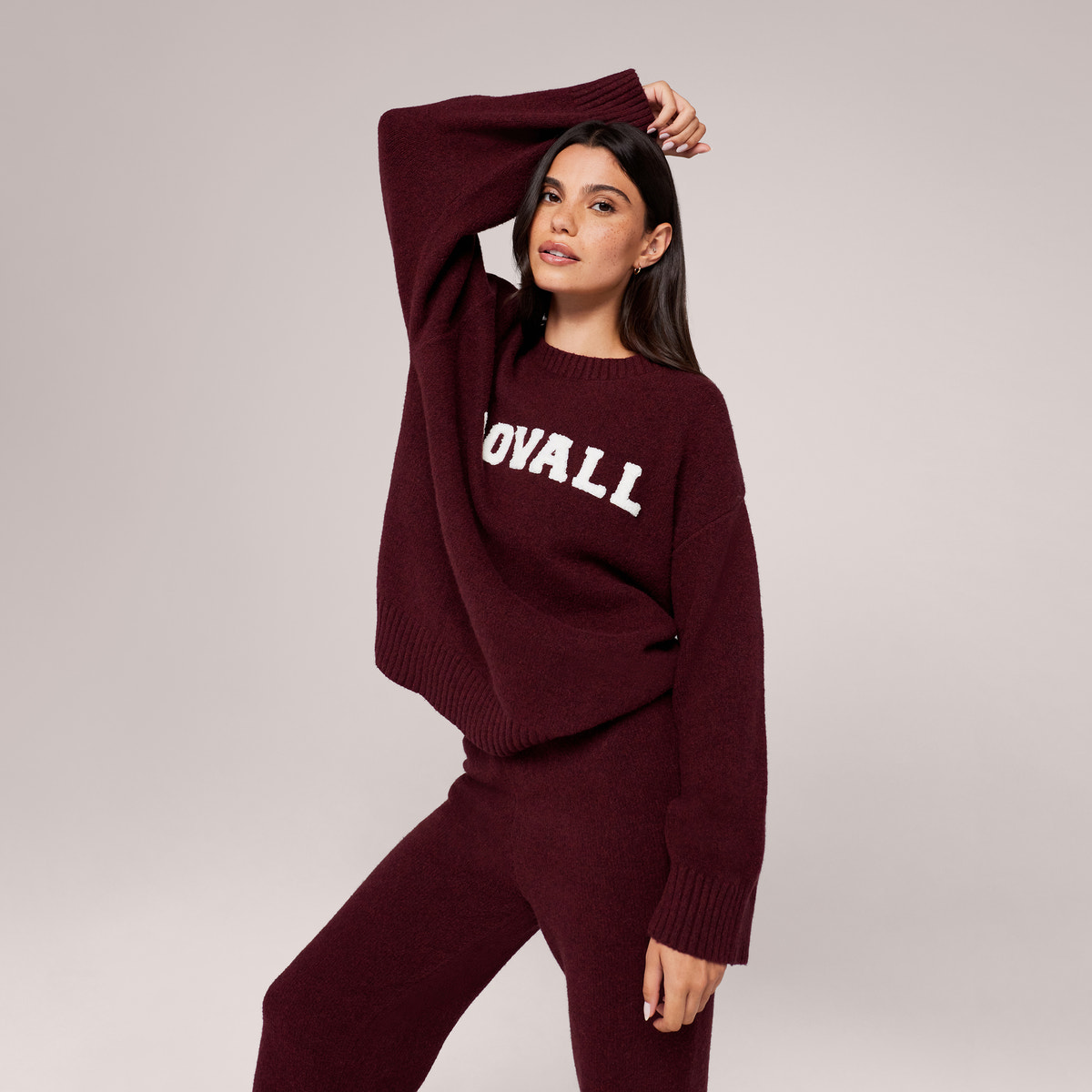 Varsity Knit Oversized Jumper - Burgundy