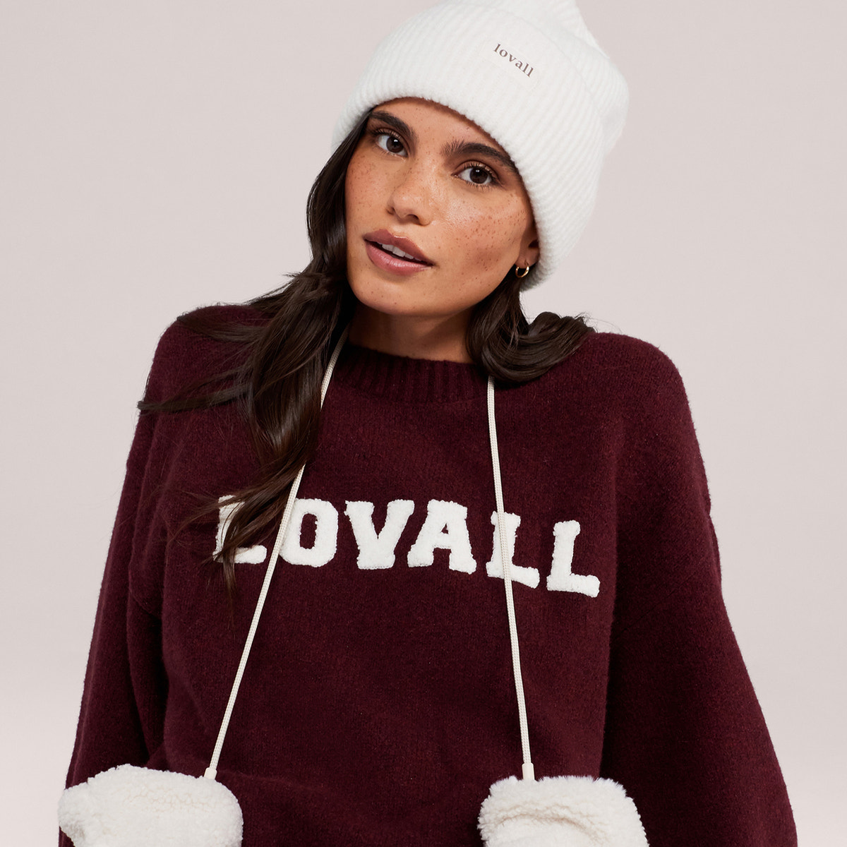 Varsity Knit Oversized Jumper - Burgundy