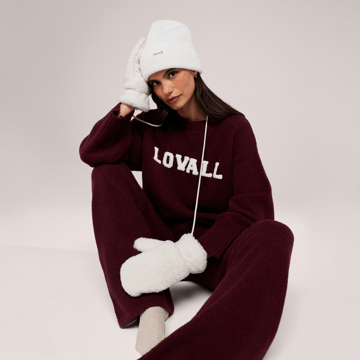 Varsity Knit Oversized Jumper - Burgundy