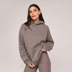 Heavyweight Embossed Oversized Hoodie - Mocha