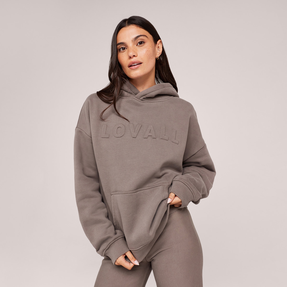 Heavyweight Embossed Oversized Hoodie - Mocha