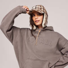 Heavyweight Embossed Oversized Hoodie - Mocha