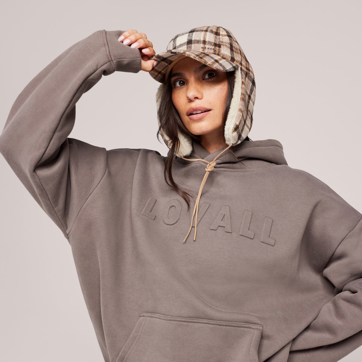 Heavyweight Embossed Oversized Hoodie - Mocha