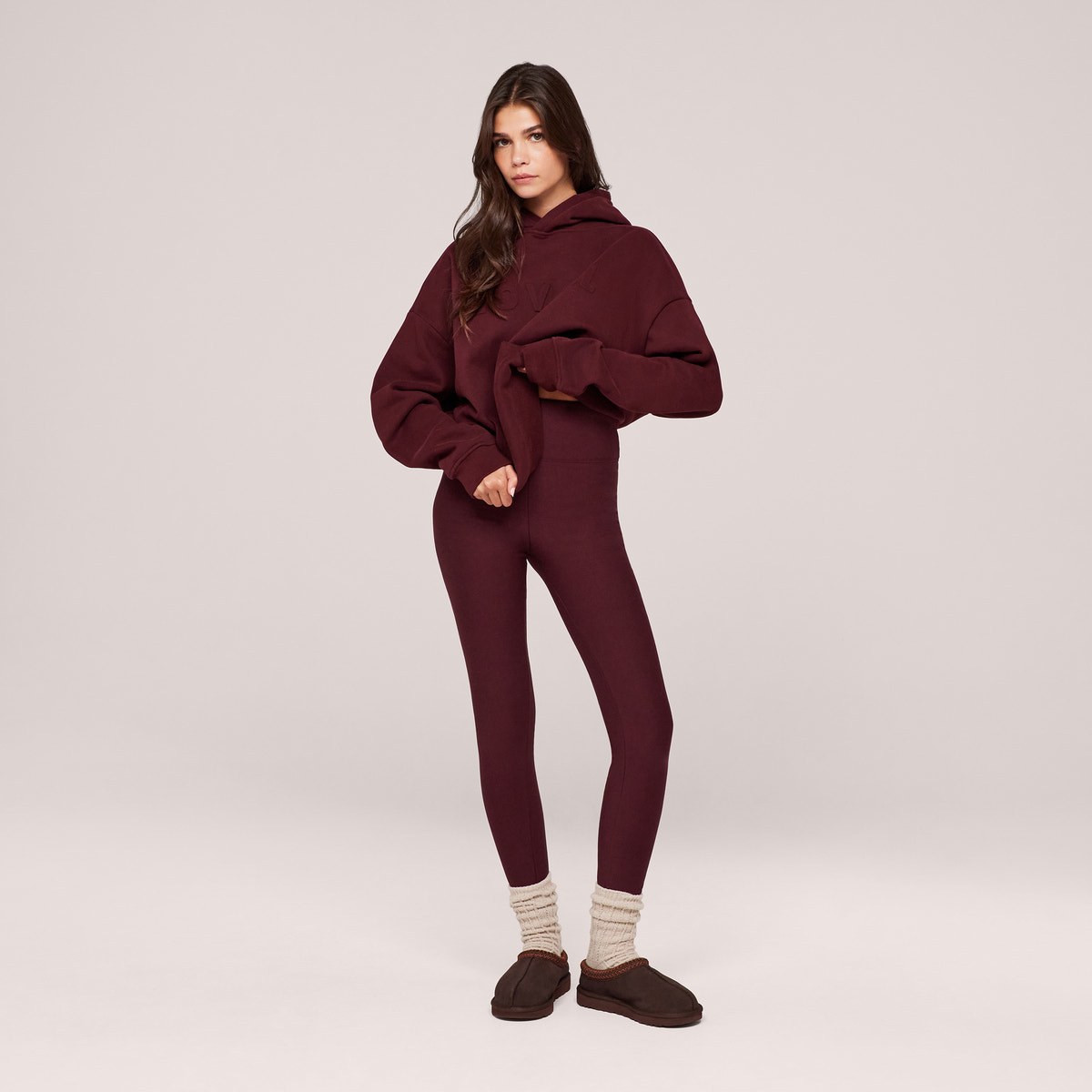 Heavyweight Embossed Oversized Hoodie - Burgundy