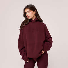 Heavyweight Embossed Oversized Hoodie - Burgundy