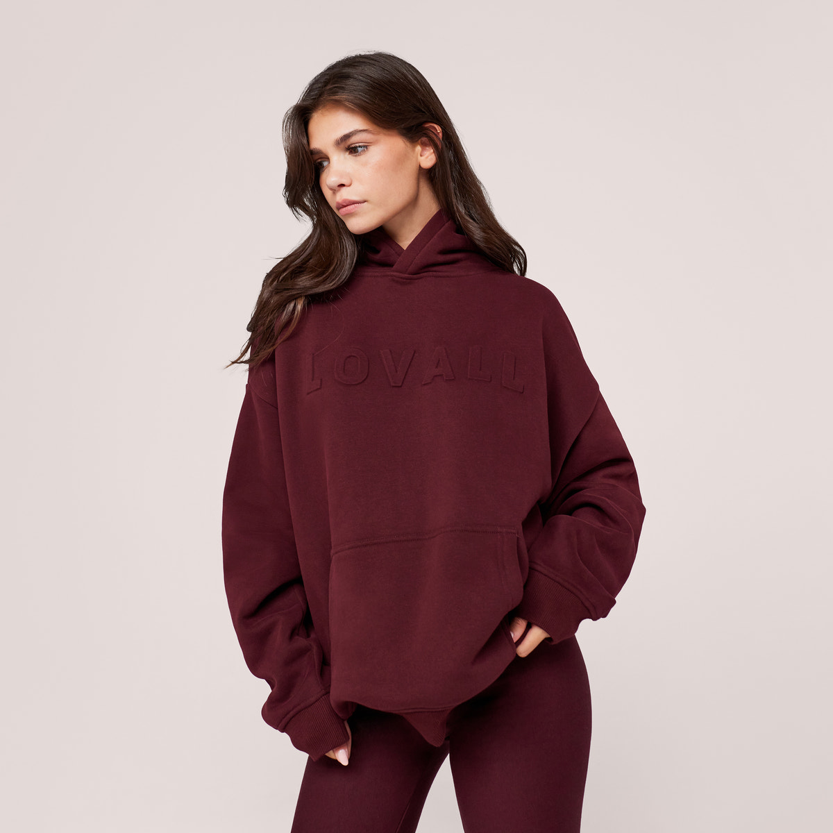 Heavyweight Embossed Oversized Hoodie - Burgundy