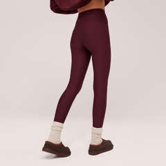Winter Everyday High Waisted Leggings - Burgundy
