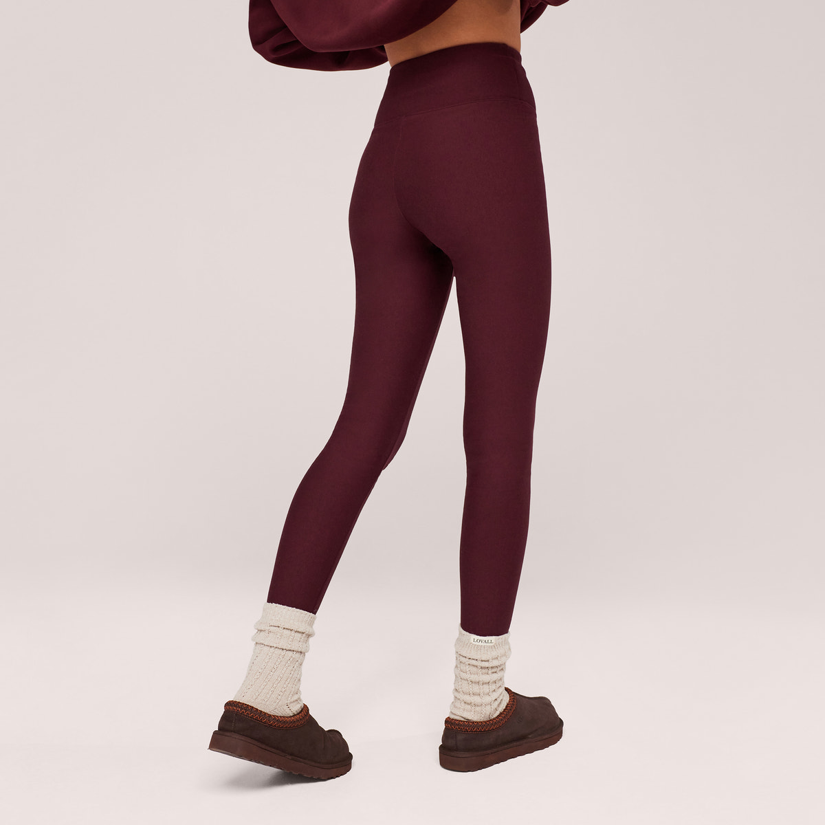 Winter Everyday High Waisted Leggings - Burgundy