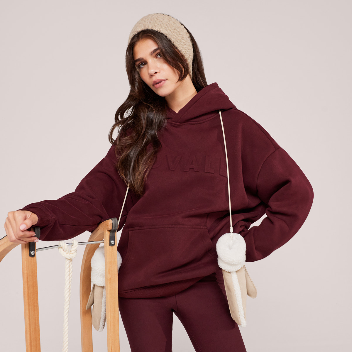 Heavyweight Embossed Oversized Hoodie - Burgundy