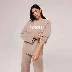 Varsity Knit Oversized Jumper - Biscuit
