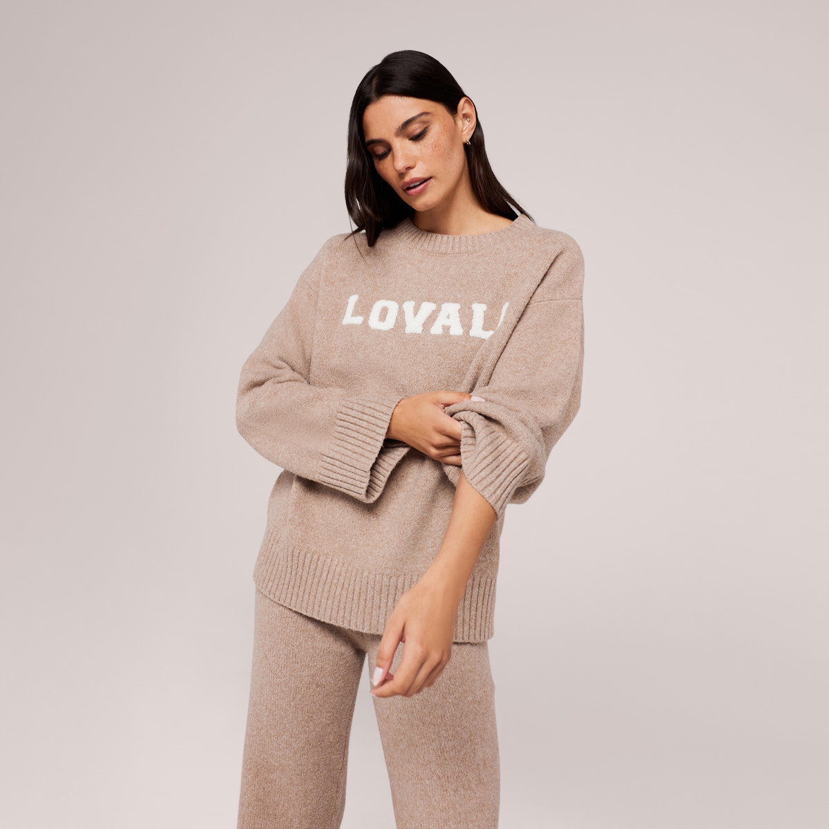 Varsity Knit Oversized Jumper - Biscuit