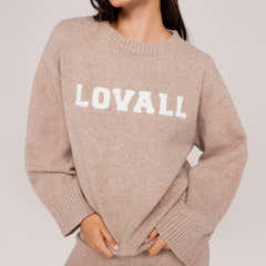 Varsity Knit Oversized Jumper - Biscuit