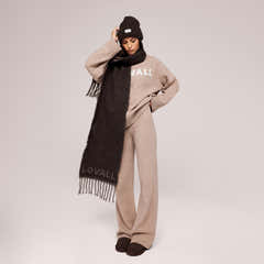 Varsity Knit Oversized Jumper - Biscuit