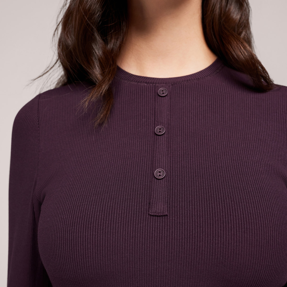 Soft Rib Lounge Top - Wine