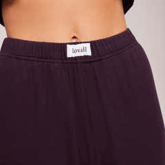 Soft Rib Lounge Wide Leg Bottoms - Wine