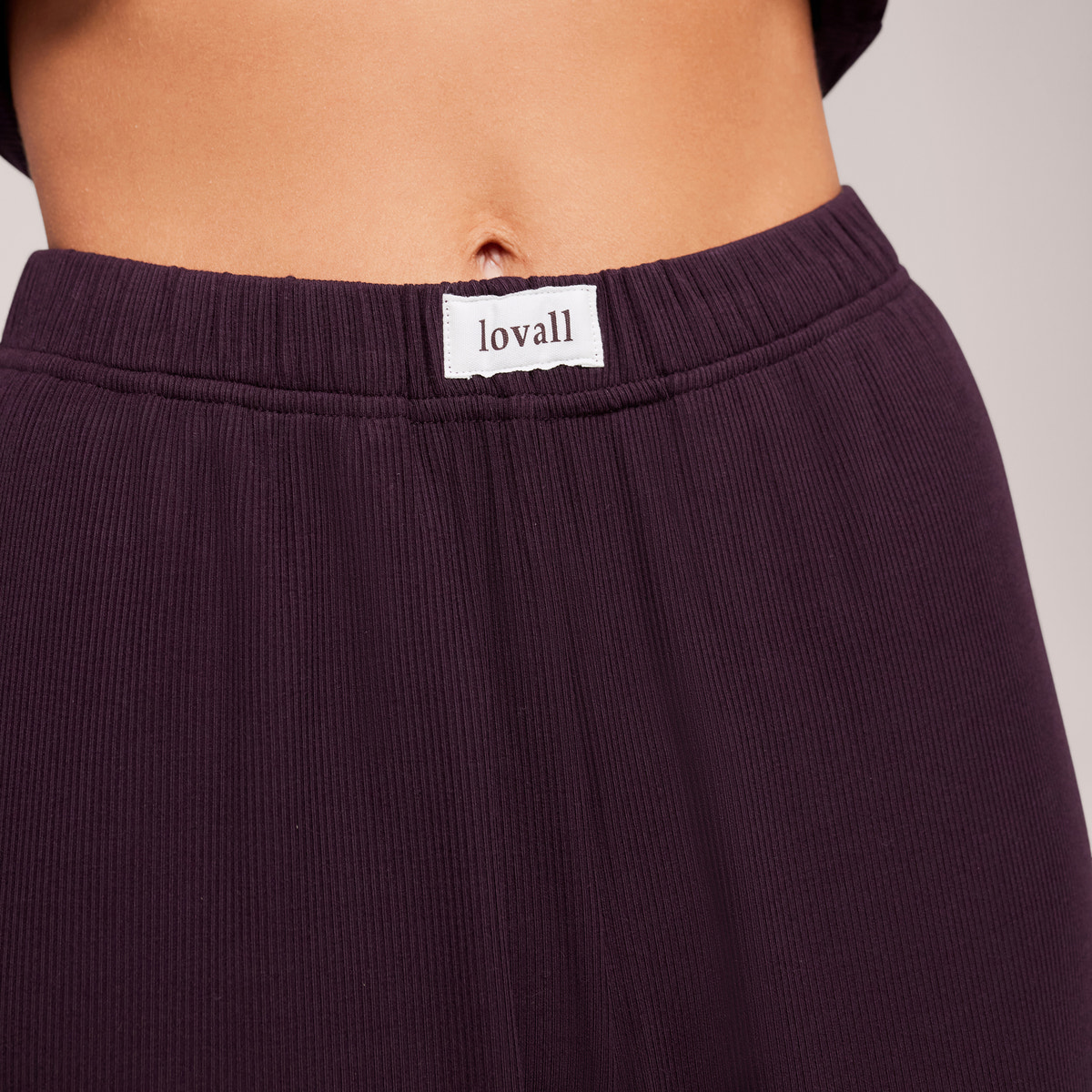 Soft Rib Lounge Wide Leg Bottoms - Wine