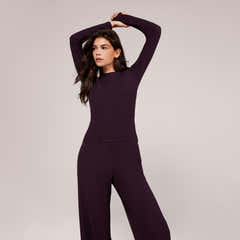 Soft Rib Lounge Top - Wine