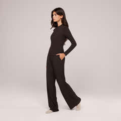 Soft Rib Lounge Top - Black Coffee