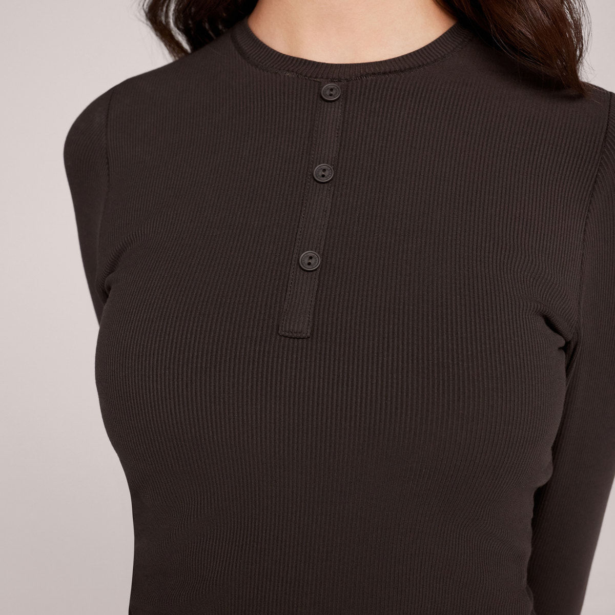 Soft Rib Lounge Top - Black Coffee