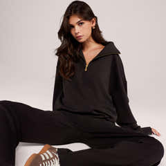 Ultimate Soft 1/4 Zip Sweatshirt - Black Coffee