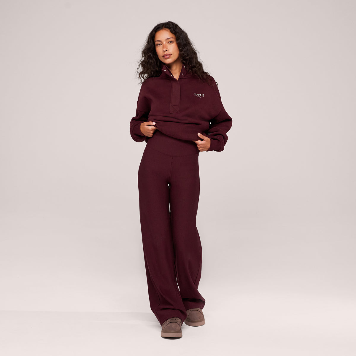 Winter Wide Leg Trousers - Burgundy